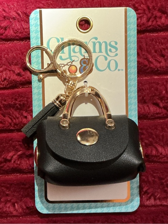 Charm & Co. Accessories - Charms & Co Mini Black Purse Keychain with Gold Hardware